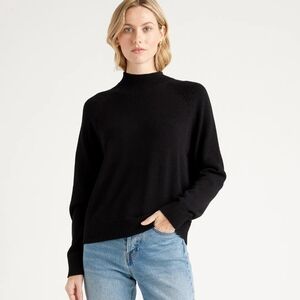 Quince, 100% Organic Cotton Mock Neck Sweater, Black, Medium